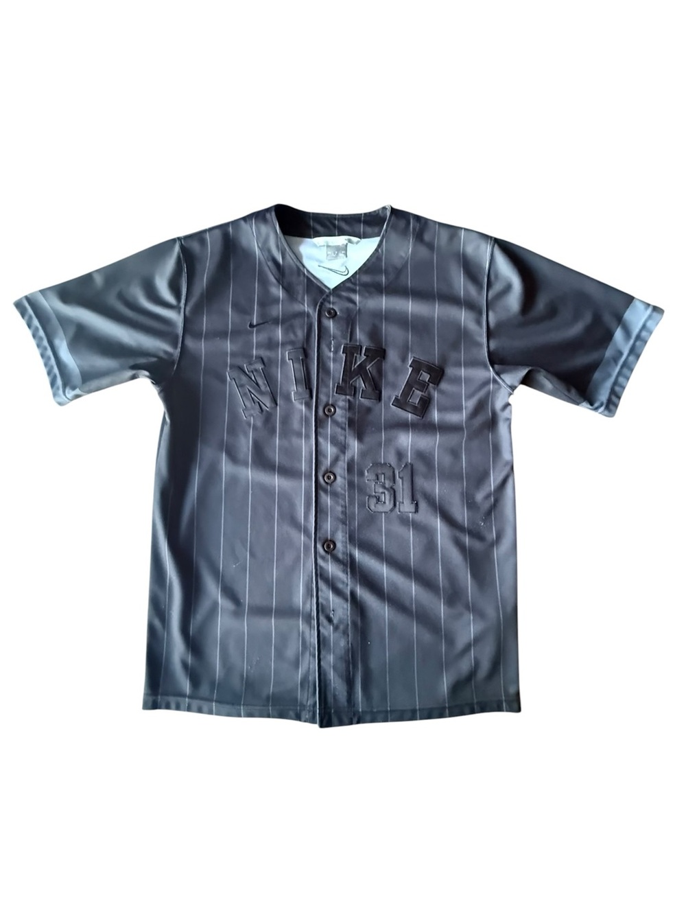 Vintage Nike Black Pinstripe Baseball Jersey #31 Embroidered Medium 90s